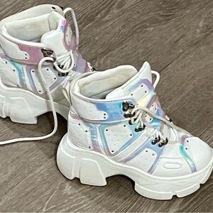 Holographic White Platform Sneakers